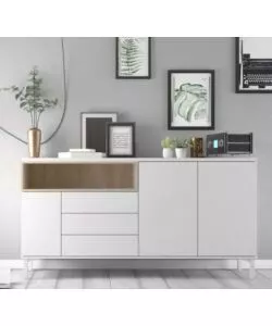 MOBILE BUFFET BIANCO 3 ANTE E 3 CASSETTI, 176X90X48 CM